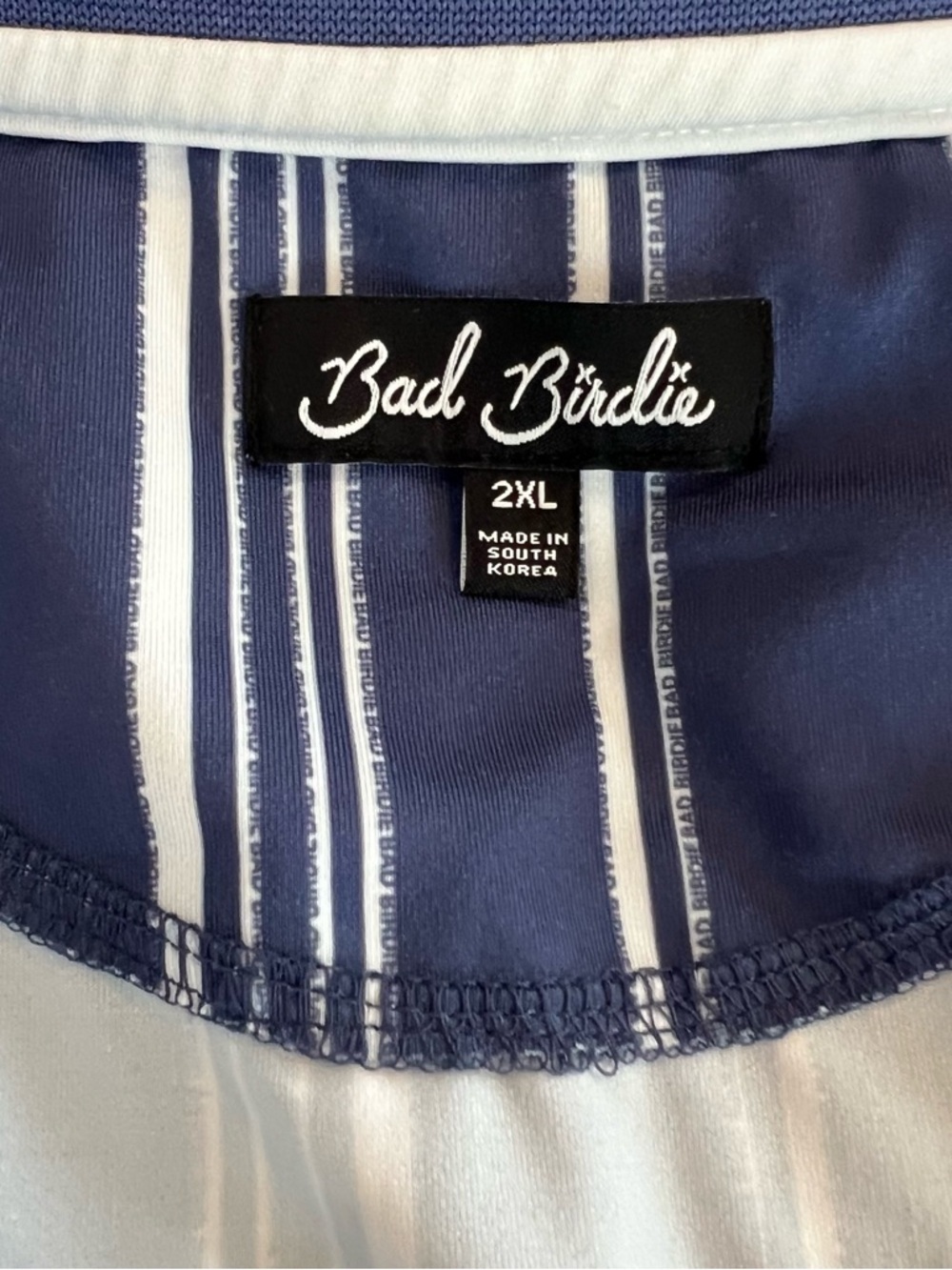 Bad Birdie Golf Navy and White Striped Polo - Picture 13 of 14